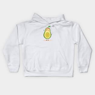 Avocardio, cartoon avocado character, cute avocado, funny food, vegan fun Kids Hoodie